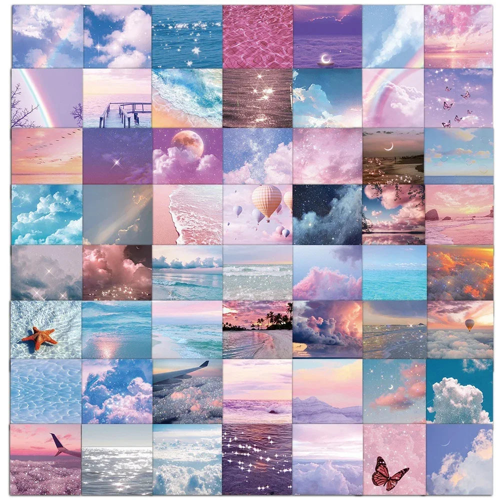 50PCS Ins Starry Sky Little Healing Cloud Stickers Decoration Mobile Phone Diary Luggage Stickers