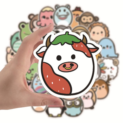 50PCS Cartoon Roly-Poly Animal Stickers - Kawaii Self-Righting Toy Doodle Decals for Journals, Nursery Decor & Resilience-Themed Gifts