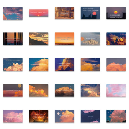 55PCS of gentle sunset text graffiti stickers, personalized creative and fashionable DIY exquisite decorative stickers, guitar table, skateboard helmet, refrigerator, popular decal toys