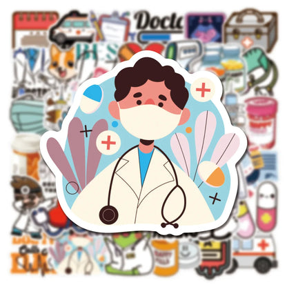50PCS Cartoon Doctor Occupation Small Icon Sticker  Graffiti iPad Helmet  Guitar DIY Wall Sticker Toy Decoration 50PCS Cartoon Doctor Occupation Small Icon Sticker  Graffiti iPad Helmet  Guitar DIY Wall Sticker Toy Decoration