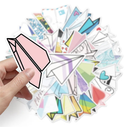 50PCS Paper Airplane Cartoon Personality Creative Graffiti Sticker   Suitcase Guitar Computer Waterproof Sticker