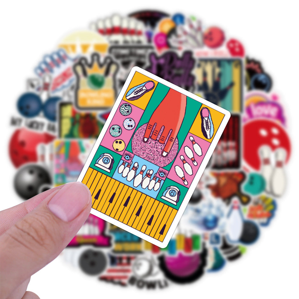 50PCS Bowling Sports Series Graffiti Stickers Exquisite, Fashionable, Creative DIY Journal Decorations Suitable for Skateboards, Bags, Laptops, Water Bottles, Helmets, and Stationery Cases