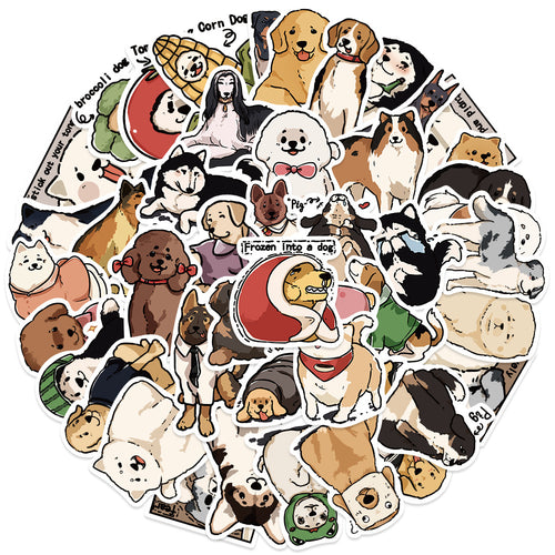 50PCS Inter-Species Encounter Stickers - Hand-Drawn Canine Epiphany Decals for Cross-Species Kinship Maps, Accidental Intimacy Journals & Animal Gaze Archives