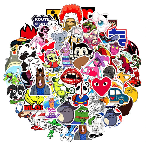 50PCS Cartoon Trend Collection Graffiti Stickers Exquisite Creative Journal Decorations DIY Decals for Skateboard Helmets, Luggage, Laptops, and Stationery Cases