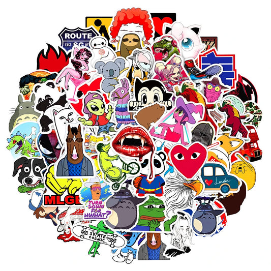 50PCS Cartoon Trend Collection Graffiti Stickers Exquisite Creative Journal Decorations DIY Decals for Skateboard Helmets, Luggage, Laptops, and Stationery Cases