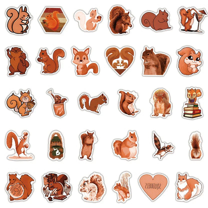 50 pieces of cute cartoon squirrel animal graffiti stickers, personalized, fashionable and creative DIY exquisite decorative stickers, skateboard guitar, refrigerator, water cup, helmet, popular decal toys