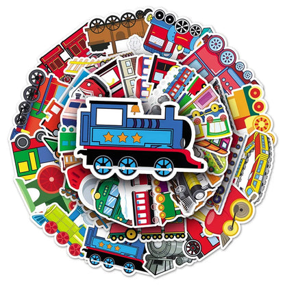 50 pieces of cartoon train graffiti stickers, personalized, fashionable and creative DIY decorative sticker toys, refrigerator, guitar, water cup, helmet, popular stickers