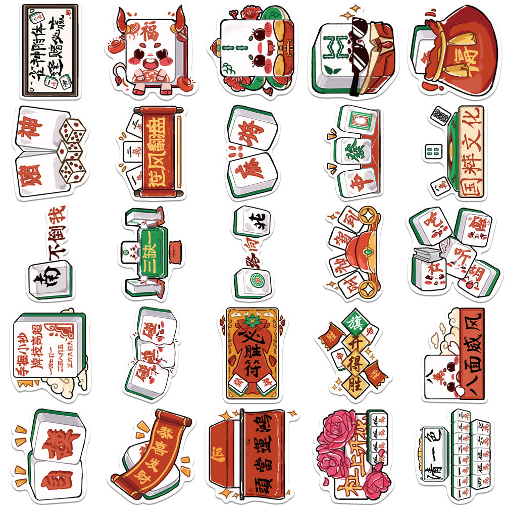 50PCS Lunar New Year Stamp Art Stickers, Cute Cartoon Seal Doodles for Red Envelopes, Cards, and Festive Crafts
