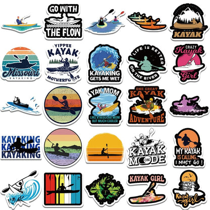 50PCS cartoon water kayak sports graffiti stickers, personalized, fashionable and creative DIY exquisite decorative stickers, luggage, laptops, ipads, guitars, helmets, cars, popular stickers, toys