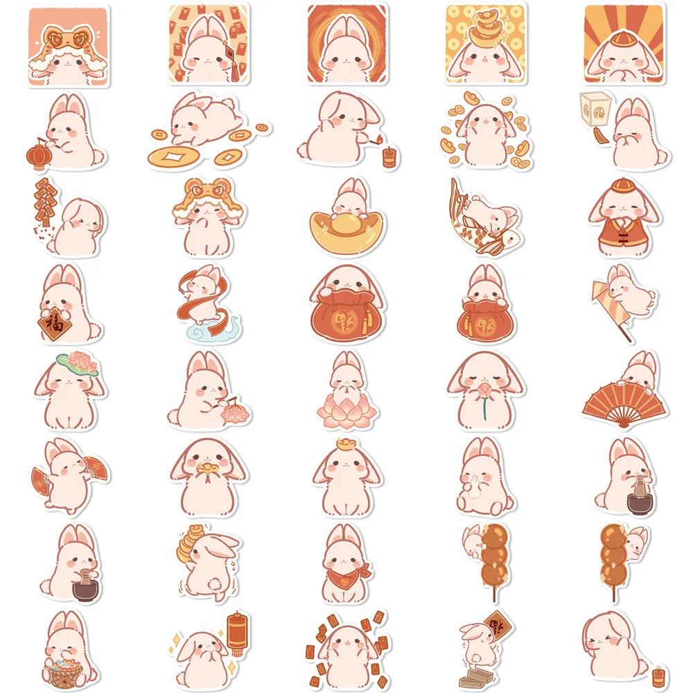 50PCS Cartoon Bunny Cheese Sticker Graffiti iPad Desk Notebook Helmet  Computer Pattern Scrapbook Toy Decoration