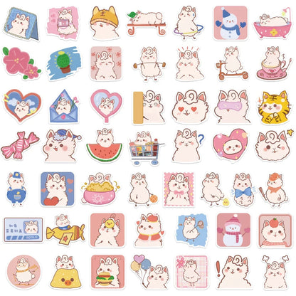50pcs Hand-painted Cartoon Alpaca Personalized Trendy Water Cup Decoration Sticker, Computer Phone Case Bicycle
