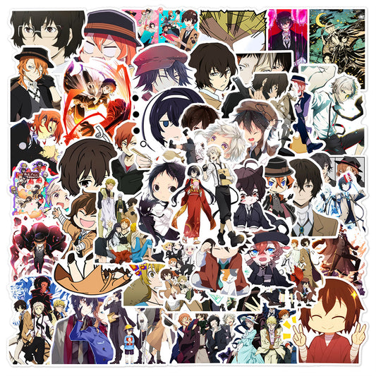 50PCS Cartoon Anime Bungo Stray Dogs Doodle Stickers Exquisite and Stylish DIY Journal Decorative Decals Suitable for Suitcases, Guitars, Helmets, Skateboards, and Stationery Cases
