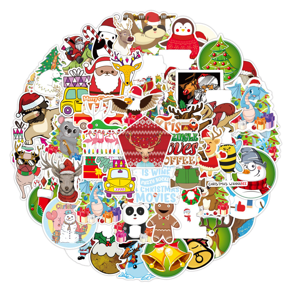 50PCS Subverted Santa Claus Stickers - Deconstructed Christmas Icon Decals for Festive Anarchy Journals, Gift Economy Critiques & Holiday Rebellion Projects