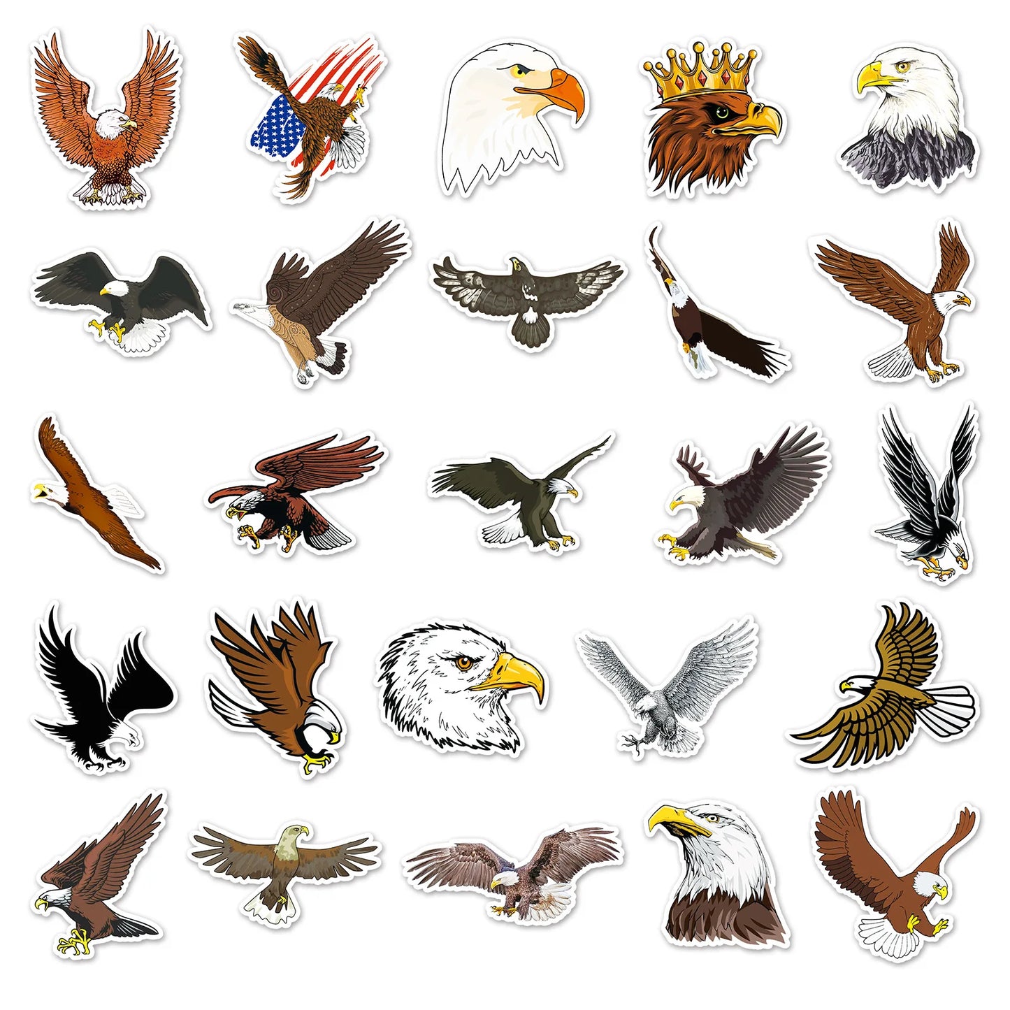 50PCS Cartoon Eagle Animal Sticker Flying Animal Graffiti Luggage Helmet Car Guitar DIY Scrapbook Toy Decoration