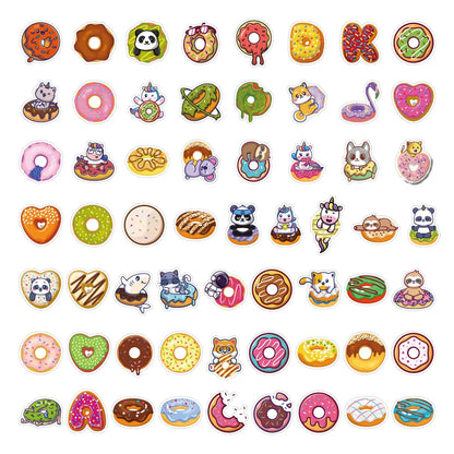 50PCS Cartoon Donut Sticker Graffiti Animal iPad Luggage Desk Notebook Computer Pattern Scrapbook Toy Decoration