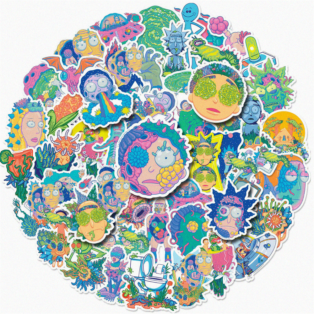 50PCS Psychedelic Cartoon Alien Doodle Stickers Perfect for Phone Cases, Skateboards, Bags, Water Bottles, Guitars Exquisite DIY Desktop & Planner Decorative Decals