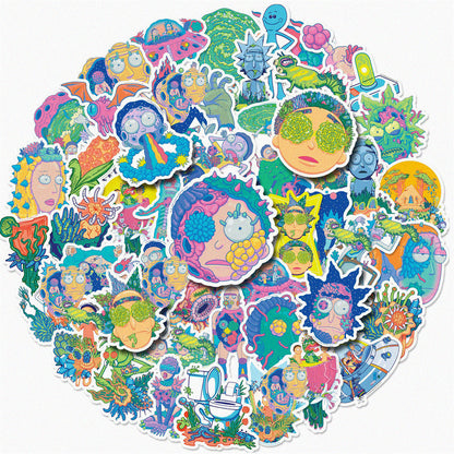 50PCS Psychedelic Cartoon Alien Doodle Stickers Perfect for Phone Cases, Skateboards, Bags, Water Bottles, Guitars Exquisite DIY Desktop & Planner Decorative Decals