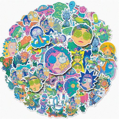 50PCS Psychedelic Cartoon Alien Doodle Stickers Perfect for Phone Cases, Skateboards, Bags, Water Bottles, Guitars Exquisite DIY Desktop & Planner Decorative Decals