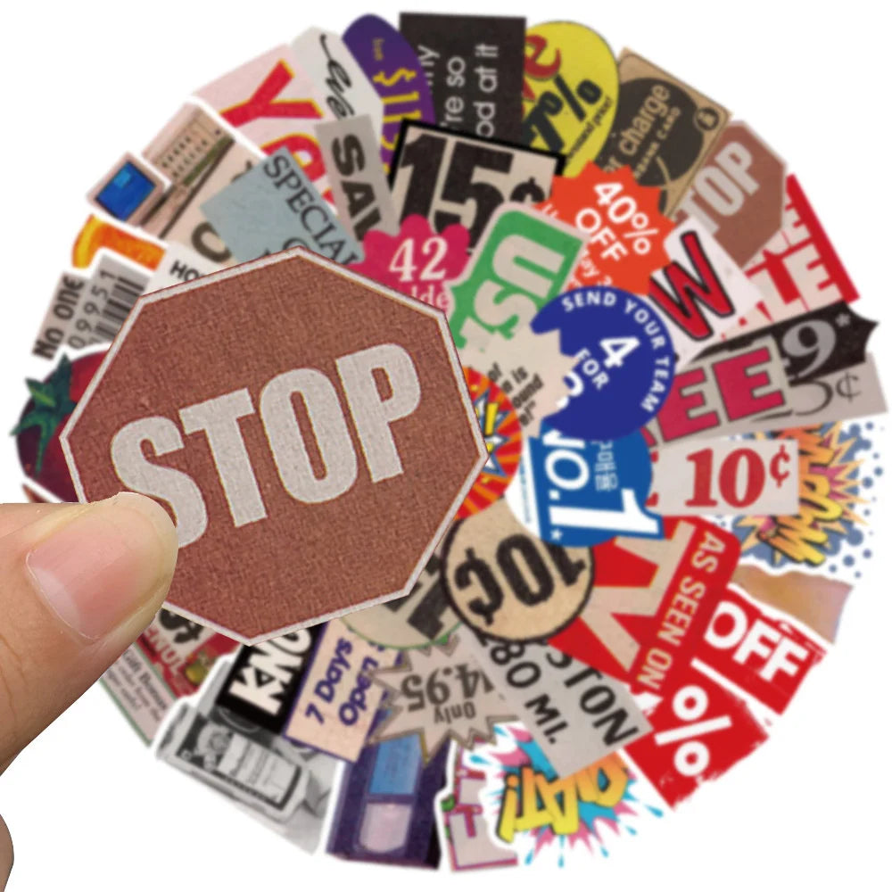 50PCS Personality Pop Style Graffiti Stickers for Luggage Laptop IPad Skateboard Journal Waterproof Stickers