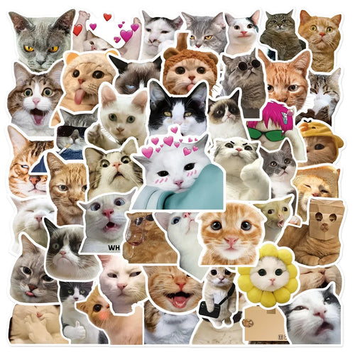 50PCS Fashionable Cute Cartoon Cat Graffiti Sticker Decoration DIY Guitar Laptop Mobile Phone Luggage  Notebook