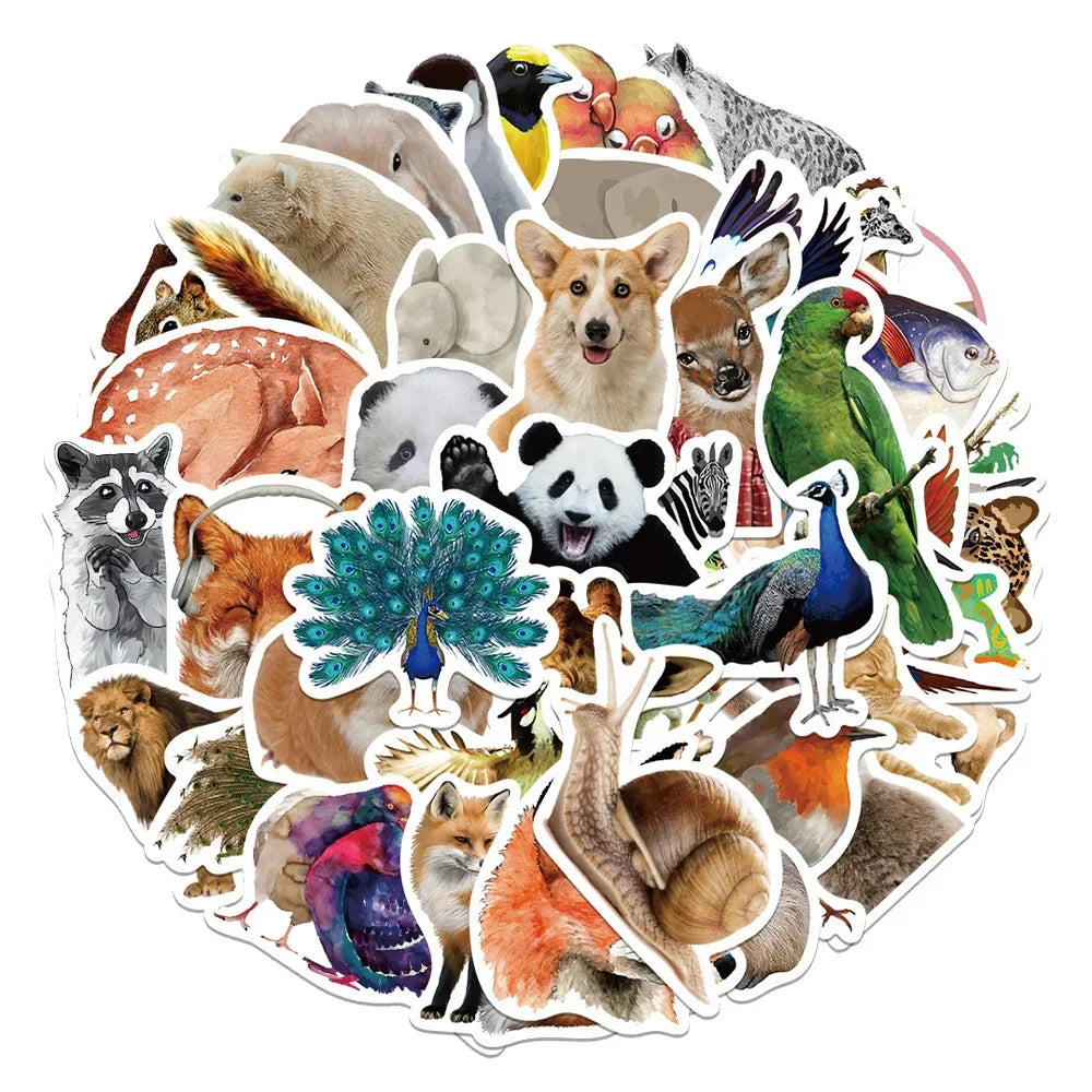 50PCS Cartoon Animal Personality Creative Graffiti Sticker Notebook Guitar Waterproof  Skateboard  Refrigerator