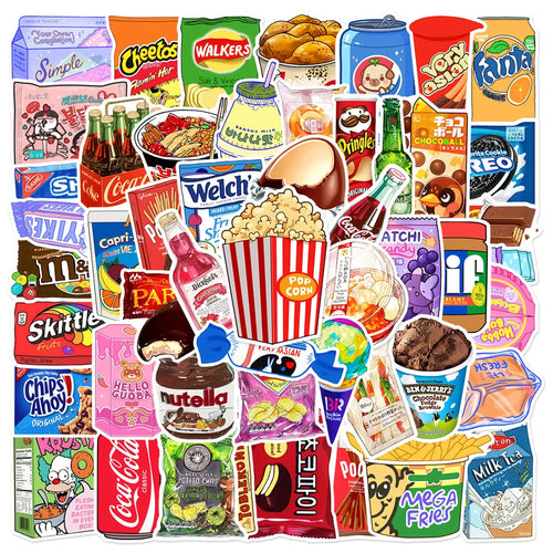 50PCS Snack Packaging Cartoon Trendy Graffiti Sticker Waterproof ToyNotebook  iPadPVCSticker