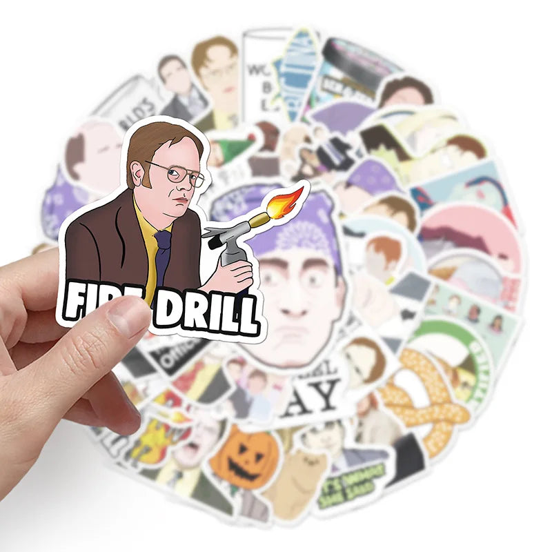 50PCS Cartoon The Office Sticker Graffiti iPad Luggage Computer Guitar DIY Scrapbook Wall Sticker Toy Decoration