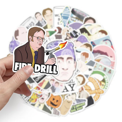 50PCS Cartoon The Office Sticker Graffiti iPad Luggage Computer Guitar DIY Scrapbook Wall Sticker Toy Decoration