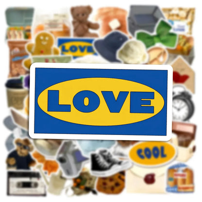 50pcs Trend Ins Style Milk Sticker Helmet Water Cup Graffiti DIY Waterproof PVC Graffiti Sticker