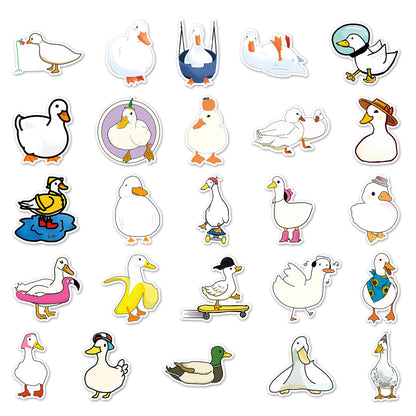 50PCS Cute Duck Doodle Stickers, Cartoon Animal Vinyl Decals for Laptops, Water Bottles, Nursery Decor