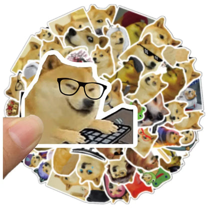 50PCS Funny Doge Meme Series Stickers for Luggage Laptop IPad Journal Guitar Phone Case Waterproof Stickers