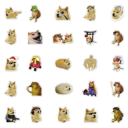 50PCS Funny Doge Meme Series Stickers for Luggage Laptop IPad Journal Guitar Phone Case Waterproof Stickers