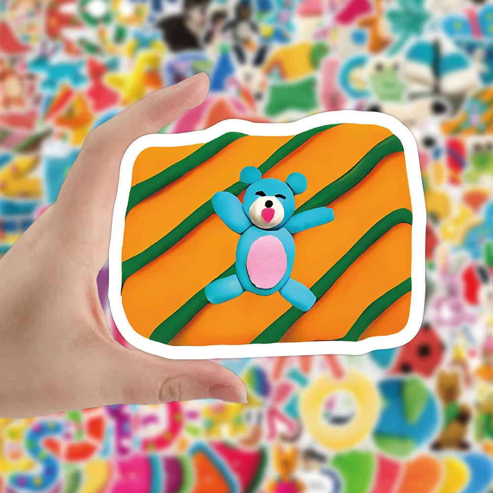 100PCS Cute Cartoon Playdough Doodle Stickers Personalised Fashion Creative DIY Beautifully Decorative Decals Toys Laptop IPad Skateboards Mugs Helmets Popular Stickers Gifts