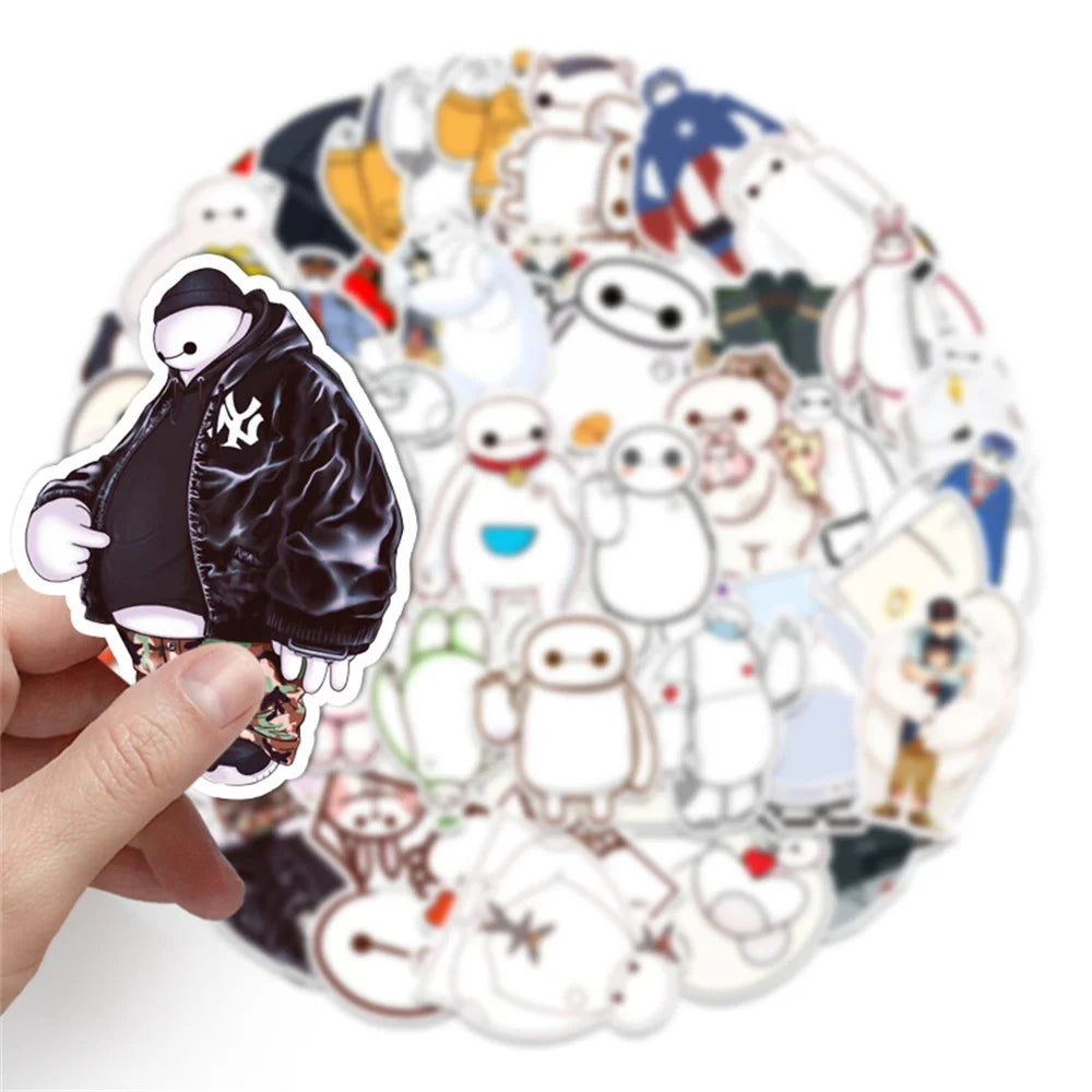 50PCS Cartoon Big White Decorative Stickers Suitcase Skateboard Guitar Car Waterproof Graffiti Suitcase Stickers