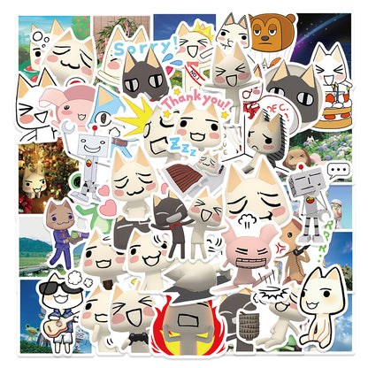 50PCS Cute Cat Doodle Stickers, Cartoon Kitten Vinyl Decals for Laptop, Journal, Water Bottle
