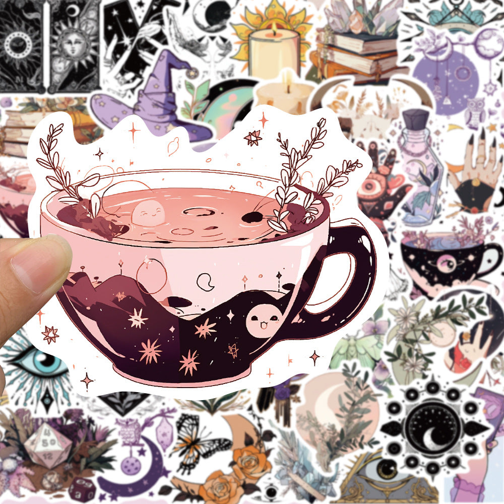 50PCS Cartoon Witch Doodle Stickers Exquisite, Fashionable, Creative DIY Journal Decorations Suitable for Suitcases, Skateboards, Laptops, Refrigerators, Phone Cases, and Stationery Boxes
