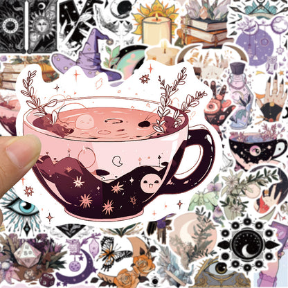 50PCS Cartoon Witch Doodle Stickers Exquisite, Fashionable, Creative DIY Journal Decorations Suitable for Suitcases, Skateboards, Laptops, Refrigerators, Phone Cases, and Stationery Boxes