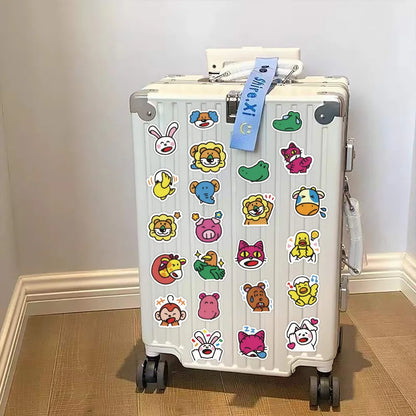 50 pieces of cartoon happy animal cookie graffiti stickers, giraffe, lion, monkey personalized creative, fashionable and trendy DIY decorative decal cups, helmets, skateboards and popular toy stickers
