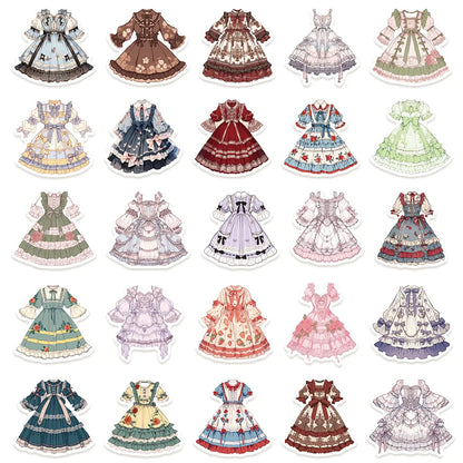 50PCS Cute Cartoon Lolita Doodle Stickers Exquisite Fashion DIY Journal Decorative Decals Suitable for Phone Cases, Laptops, Skateboards, Water Bottles, Helmets, and Stationery Boxes