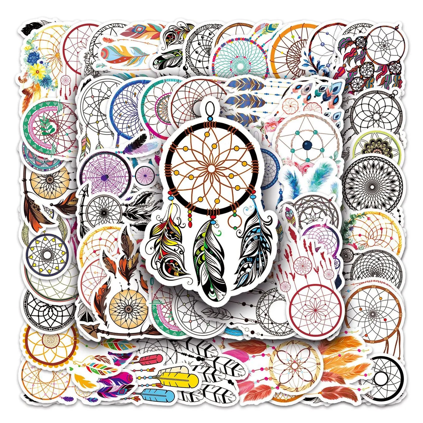 50PCS Cartoon Feather Stickers Graffiti Animals iPad Helmet Notebook  Computer Pattern Scrapbook Toys Decoration
