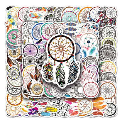 50PCS Cartoon Feather Stickers Graffiti Animals iPad Helmet Notebook  Computer Pattern Scrapbook Toys Decoration