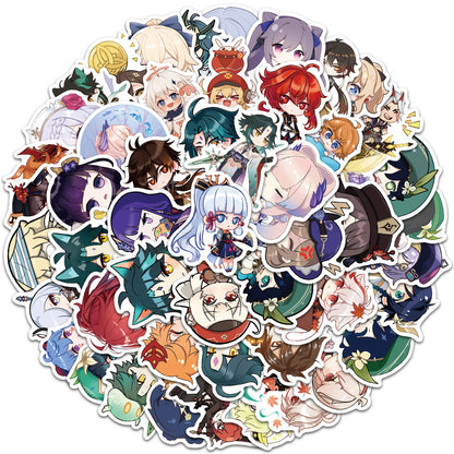 50PCS Cartoon Genshin Impact Character Doodle Stickers Perfect for laptops, luggage, water bottles, helmets, skateboards, pencil cases Exquisite creative decorative decals