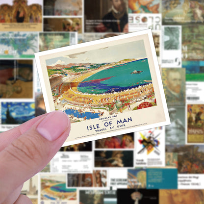 50PCS Vintage Stamp Art Stickers, Retro Postal Cartoon Doodles for Junk Journals, Planners, and Ephemera Crafts