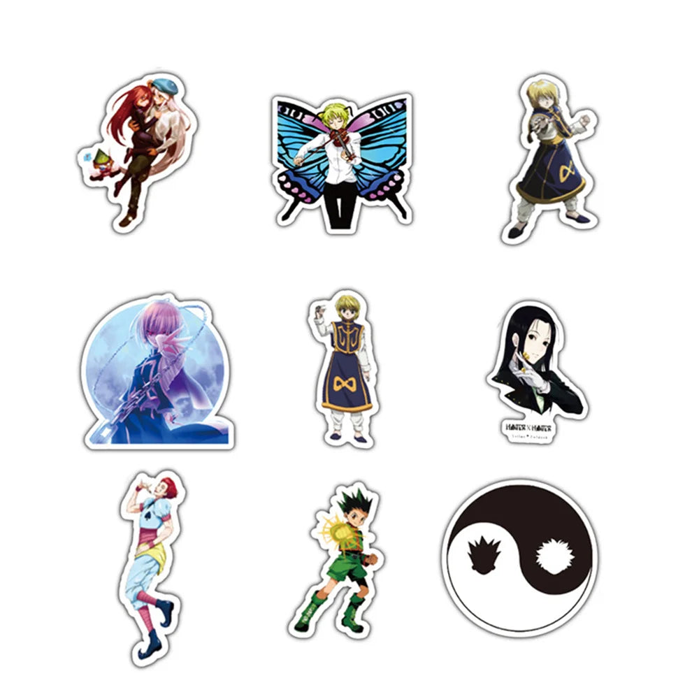 50PCS classic anime HUNTER × HUNTER cartoon character graffiti stickers, personalized, fashionable and creative DIY trendy and exquisite decorative stickers for bags, laptops, scooters, water cups, cars, and popular stickers for toys