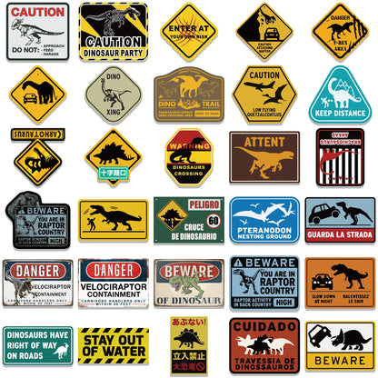 60PCS Cartoon Jurassic Dinosaur World Graffiti Warning Stickers Personalized Fashion Creative DIY Exquisite Decorative Stickers Laptop Luggage Skateboard Helmet Guitar Popular Decals Toys
