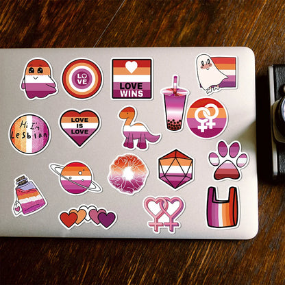 50PCS Lesbian Pride Graffiti Waterproof Sticker Personalized Laptop Refrigerator Skateboard Guitar Lily Water Cup
