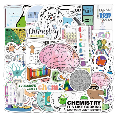 50PCS Trendy Cartoon Chemical Equation Graffiti Helmet Cup DIY Waterproof PVC  Graffiti Sticker  Personality Toys