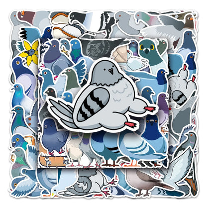 50 pieces of cartoon pigeon animal graffiti stickers, personalized, fashionable and creative decorative exquisite stickers, cups, guitars, helmets, refrigerators, popular decal toys