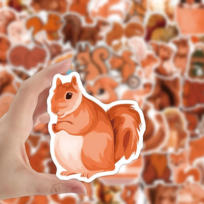 50 pieces of cute cartoon squirrel animal graffiti stickers, personalized, fashionable and creative DIY exquisite decorative stickers, skateboard guitar, refrigerator, water cup, helmet, popular decal toys