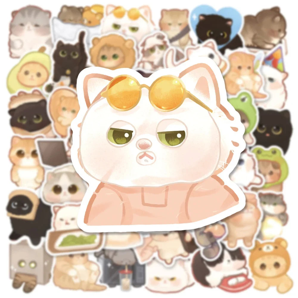 50PCS Cartoon Cute Cat New Personality Graffiti Creative Sticker DIY Guitar Suitcase Helmet Waterproof Notebook